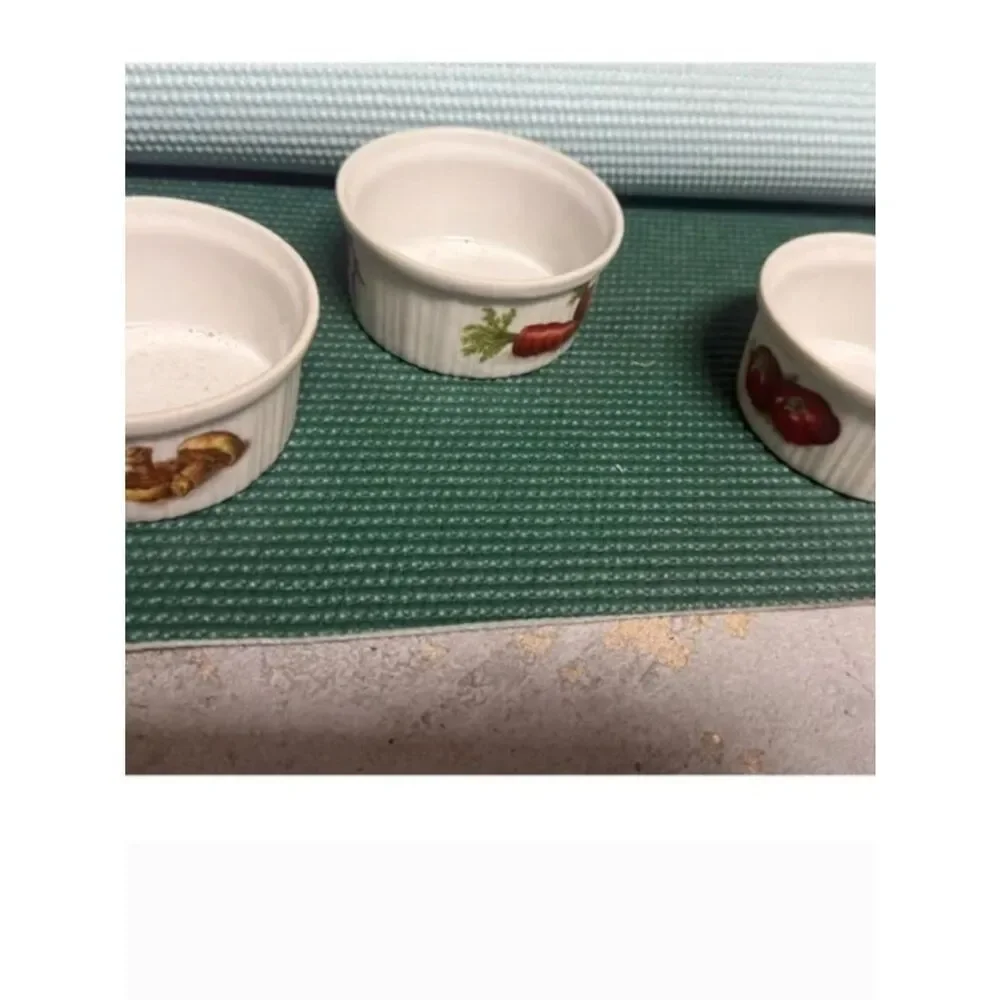 Vintage Porcelain Ramekins - SET OF 3 - White Vegetable Dishes
